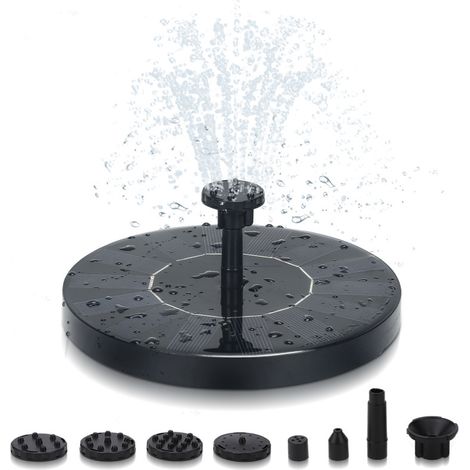 SWANEW Fontana Pompa Solare da Giardino 1.5W Pompa ad Acqua con 6 Ugelli del Pannello Solare. Decorazione per Bagno per Uccelli Laghetto e Piscina (1/5)