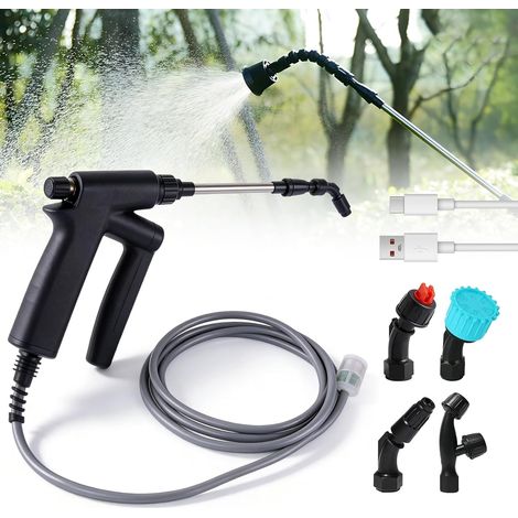Spruzzatore elettrico: potente spruzzatore da giardino da 7,4 V, con tubo flessibile da 8 m e 5 ugelli, 3 modalità di spruzzo, lancia spruzzatrice da giardino ricaricabile tramite USB per l'irrigazion
