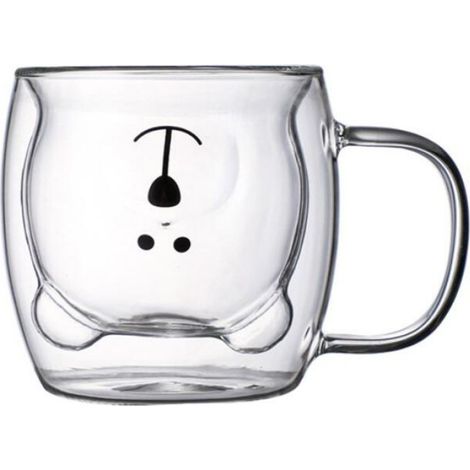 1 Tasse double paroi, Verre borosilicate, Poignée ergonomique, Résistant chaleur, Maison Bureau (1/5)