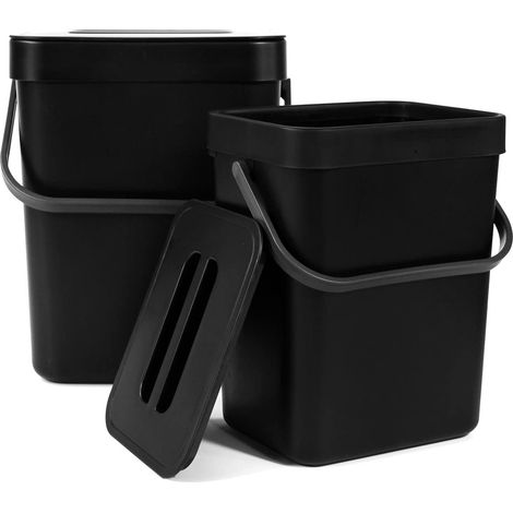 Lot de 2 Poubelle Suspendue de Cuisine(5L+3L) Poubelle de Table avec Couvercle Poubelle pour Cuisine,Salon,Chambre,Salle de Bains (1/5)