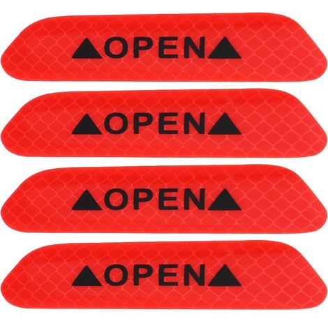 Lntyq 4Pcs auto-adhésive de porte de voiture autocollant d'avertissement réfléchissant bande de sécurité autocollant signe (rouge)