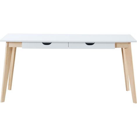 Scrivania scandinava con cassetti legno bianca L160 LEENA