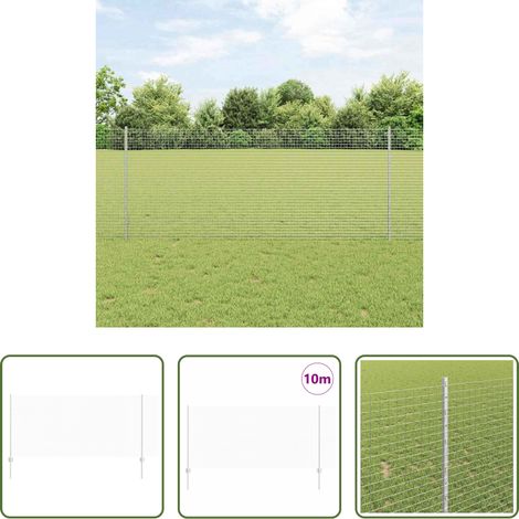 vidaXL Terrassenzaun - Zaun mit Pfosten Silber 1 x 10 m Stahl (1/5)