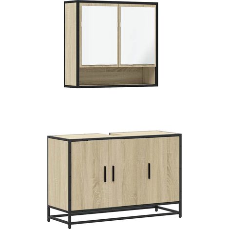 Maison Exclusive - 2-tlg. Badmöbel-Set Sonoma-Eiche Holzwerkstoff