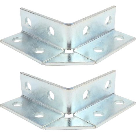Lot de 2 connecteurs allongés à angle droit pour structures de canal de jambe de force de 4,8 cm, acceptent les boulons de 1,27 cm, 5 mm d'épaisseur, supports de entretoise coudés à 90 degrés (1/3)