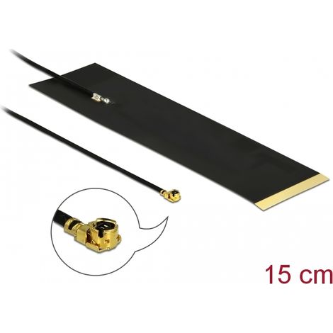 Delock Antena LTE MHFÂ® I macho de 1,9 - 3,9 dBi y FPC de 1.13 15 cm interna autoadhesiva