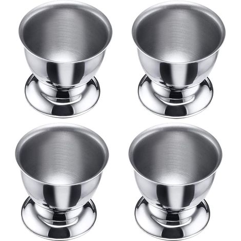 Lntyq Stück Eierbecher aus Edelstahl, Eierbecher-Set, Eierbecherhalter, Eierbecherhalter aus Edelstahl, Geschirr, Eierbecherhalter für Restaurant, Zuhause, Küche (Silber) (1/3)
