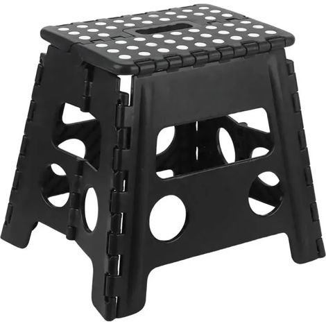 Marche-pieds pliable ultra solide noir - Hauteur 33 cm - Charge 150 kg