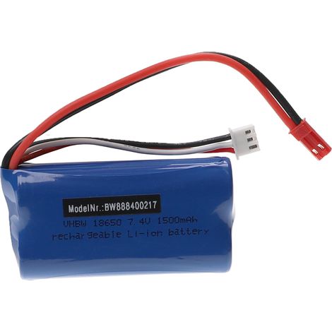 vhbw Akku kompatibel mit Wltoys 12428 Modellbau (1500mAh, 7,4V, Li-Ion, 69 x 38 x 18 mm)