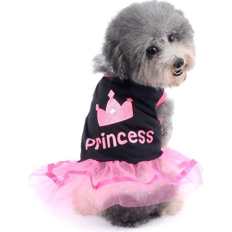 Kleiner Hunde-Katzen-Rock, Chihuahua-Mädchen-Kronprinzessinnenkleid, Welpen-Shirt, rosa (XL) (1/5)