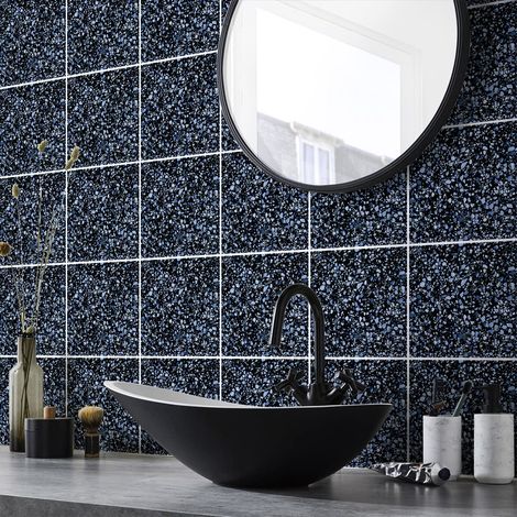 Sticker Mural Carrelage adhésif Cuisine Salle de Bain - 24 Stickers Carreaux DE Ciment TERRAZZO Vita - 24stickers20x20cm (1/5)