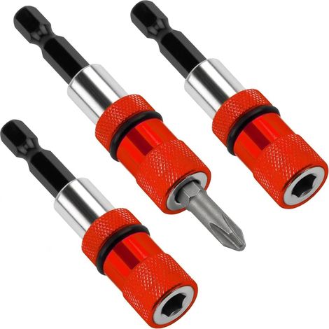 Porte Embout Magnétique Visseuse Rouge, 1/4" Hex Tige à Changement Rapide avec 3 Embouts PH2, Extension Visseuse pour Plaques de Plâtre et Bricolage, Outil Plaquiste Universel (1/5)