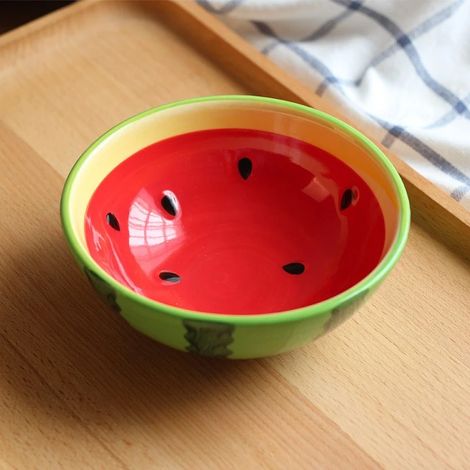 Bol en céramique de 12,5 cm (5 pouces) en forme de pastèque, style dessin animé japonais, pour la maison