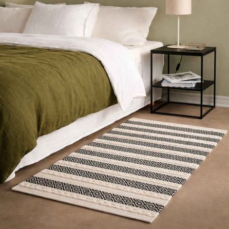 Tapis descente de lit en coton rayé 110x60cm (1/5)