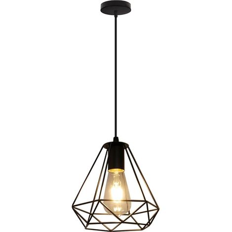 Lustre rétro restaurant bar lustre industriel sans ampoule (noir) (1/2)