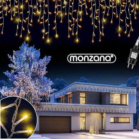Monzana – Guirlande lumineuse d'extérieur 600 LED – Longueur 20m – Couleur blanc chaud – IP44 – Alimentation secteur pour usage intensif