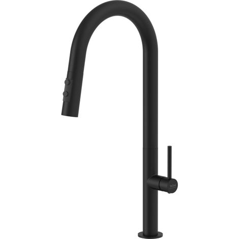 Kronenbach AQA Design 2.0 Küchenarmatur mit hohem schwenkbarem Auslauf, herausziehbare Handbrause mit 2 Strahlarten (1/2)