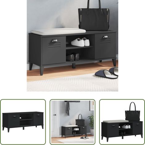 Schuhregal Schwarz - Schuhbank VIKEN Schwarz 106x35x45 cm Holzwerkstoff (1/5)