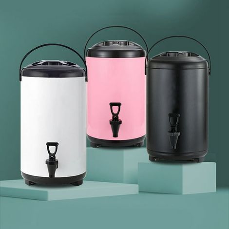 Distributeur de boissons 8L avec robinet, seau isotherme acier inoxydable pour thé au lait, boissons chaudes et froides, fontaine à jus, refroidisseur et chauffeur, idéal buffet. (1/5)