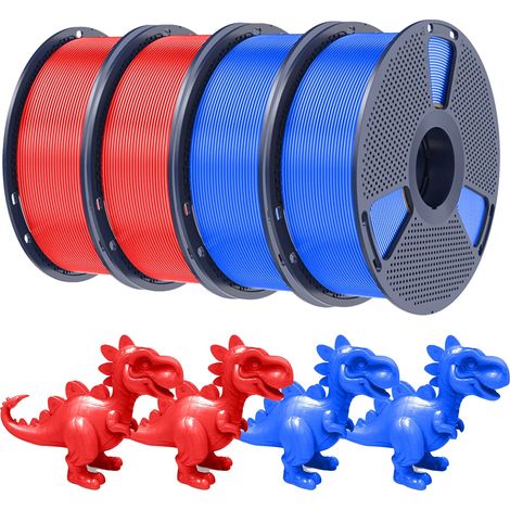 Filamento para impresión 3D, 4 kg en total, PLA biodegradable, Silk PLA 2 Rojo-2 Azul (1/2)