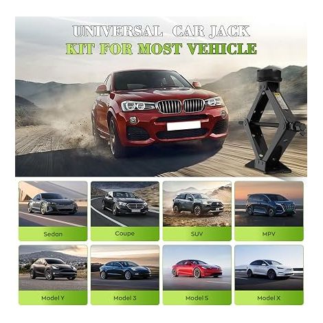 IMAYCC Cric Voiture 2.5T/2500kg, Universel Crique Voiture avec Tampon Caoutchouc,Portable Cric De Levage avec Clé pour Écrous De Roue, Kit d'urgence Automobile pour SUV MPV VoitureTesla (1/4)