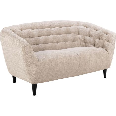Sofá chesterfield Norsica 260, Beige, 150x84x78cm, Tapiz, Patas: Madera, Parcialmente montado