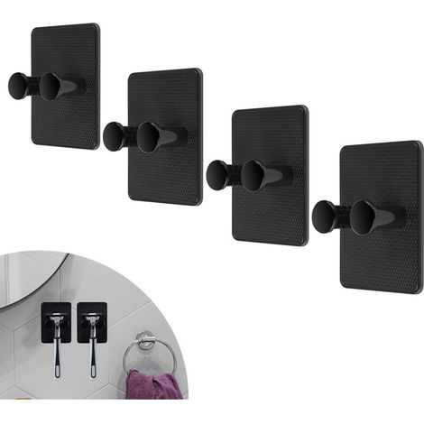 Sollbry Rasiererhakenhalter, 4-teiliger verstellbarer Rasiererhalter, kein Bohren erforderlich, wasserdicht, multifunktionaler Rasiererhakenhalter mit Klebebefestigung für Bad, Toilette und Küche (1/5)
