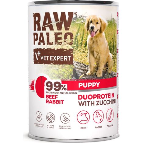 RAW PALEO Puppy Duoprotein RIND/KANINCHEN für Welpen 400g