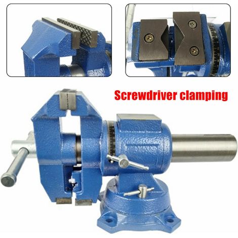 Professioneller Drehschraubstock 125 mm, um 360° schwenkbar, vielseitiger Schraubstock 5 Zoll (15 kg), Spannweite, blau (1/5)