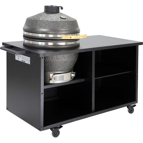 Barbecue kamado charbon de bois. fumoir. acier et céramique Ø54.5cm avec desserte - Yaku