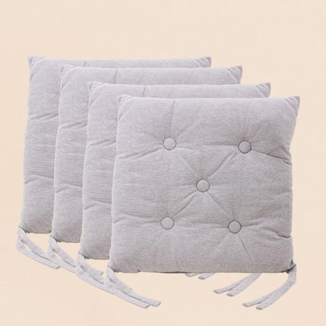 Lot de 4 galettes de chaise capitonnée grises (1/5)