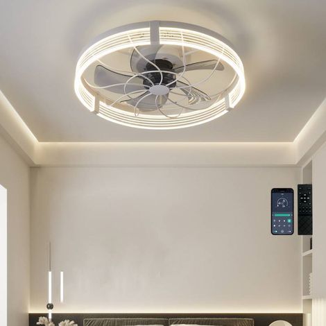 Ventilatore da soffitto da 20 pollici con luce e telecomando, moderno e lussuoso, con cambio colore continuo e 6 velocità, perfetto per camere da letto, camerette per bambini e soggiorni (bianco)