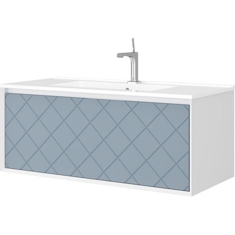 Mobile da Bagno Sospeso 100 cm Moderno Blu con Cassettone Composizione SaviniDue (1/2)