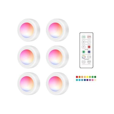 Lot de 6 projecteurs LED sans fil avec télécommande