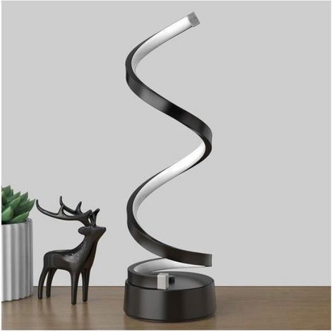 Lampe de table LED design spirale, lampe de chevet moderne alimentée par USB, 3 couleurs, idéale pour chambre, bureau ou salon. (1/5)