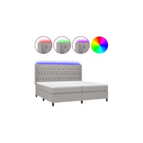 Sommier à lattes de lit matelas LED Gris clair 200x200 Tissu (1/5)