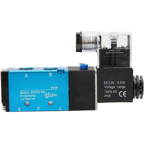 4V210-08 Électrovanne 5 voies 2 positions PT1/4 pouce air filtré DC 3 W AC 6 VA (DC 12 V)