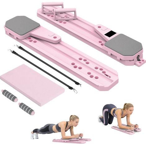 Planche de Pilates Multifonctionnelle, Design Ajustable, Accessoires Complets d'Entraînement, Rose(pfe)