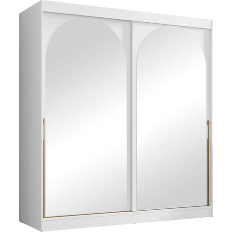 Armario Toledo 133, Blanco, 216x200x65cm, Puertas de armario: Correderas, Número de estantes: 0