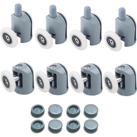 Roulette Porte Coulissante Douche 8 Pièces Roulettes pour Porte de Douche 23mm Galets de Porte de Douche Roulettes Cabine de Douche pour Salle de Bain, 4 Supérieures et 4 Inférieures (1/5)