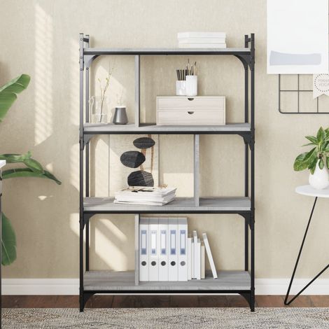 Bücherregal 4 Böden Grau Sonoma 76x32x123 cm Holzwerkstoff (1/5)