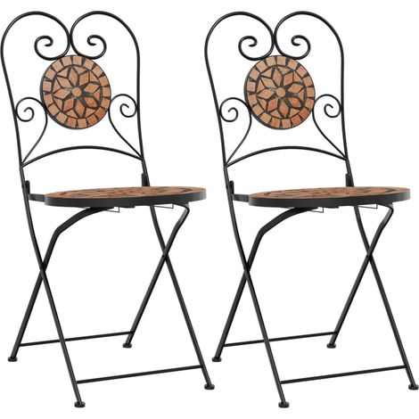 vidaXL Folding Chairs 2 pcs Terracotta Ceramic