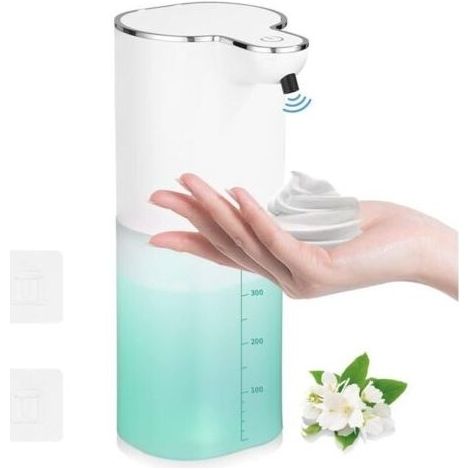 Distributeur de Savon Automatique 400ml Rechargeable USB, Étanchéité IPX5 Sans Contact, Mural pour Cuisine et Salle de Bain (1/5)