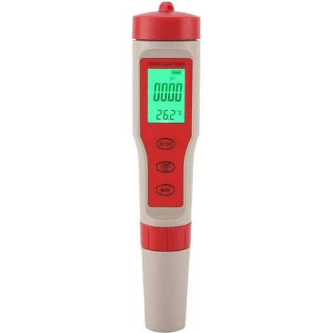 Testeur PH Electronique, Testeur Eau Piscine 4 en 1, PH/TDS/EC/TEMP, PH Metre Haute Précision de Résolution 0.01, pour Eau Potable, Aquarium, Spas