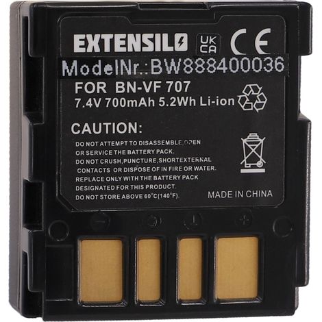 EXTENSILO Akku kompatibel mit JVC GZ-DF470, GZ-DF420, GZ-MG20, GR-X5EX, GZ-D270, GZ-D240, GR-X5E, GR-X5, GR-X5US Kamera (700 mAh, 7,4 V, Li-Ion) (1/4)