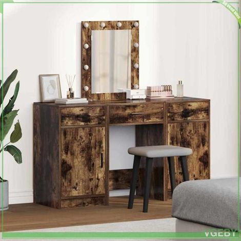 Coiffeuse - 3334258 - Marron - Bois d'ingénierie - Éclairage LED (1/5)