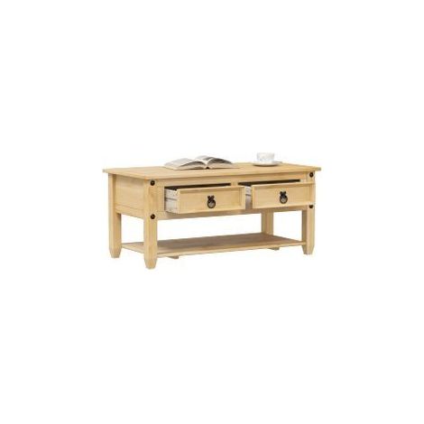 Table basse avec tiroirs Corona 100x48x45 bois de pin massif (1/5)