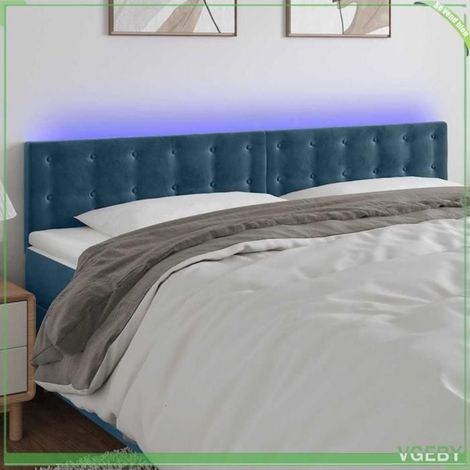 Tête de lit - 3122116 - Velours bleu foncé - LED intégrée USB 5V - Hauteur réglable 200x5x78/88 cm (1/5)