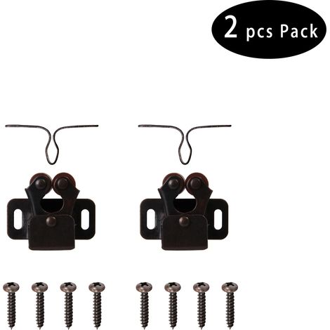 (2 pièces en cuivre antique) Butées de porte de meuble, couleur cuivre antique, loquet à rouleau pour porte de placard ou d'armoire, double verrouillage avec gâche et vis offertes (1/5)