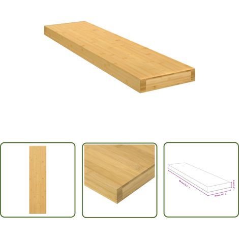 The Living Store Wandregal 80x20x4 cm Bambus - Bambus Regal - Wandregal - Deko Regal - Aufbewahrungshelf - Wohnraum Organisation (1/4)